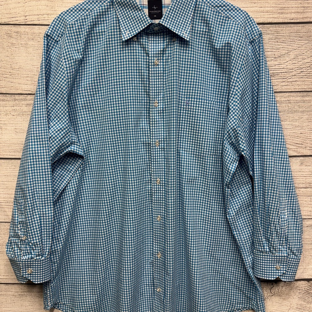 Tailorbyrd Collection Men's Blue Checkered Shirt size 2XL